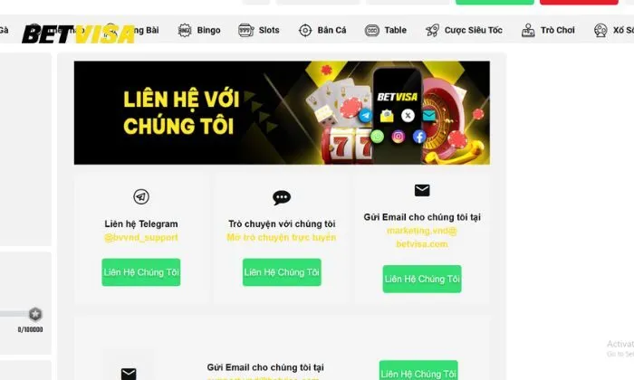 Chăm sóc khách hàng Betvisa  Chọn kênh liên hệ phù hợp để được tư vấn nhanh nhất