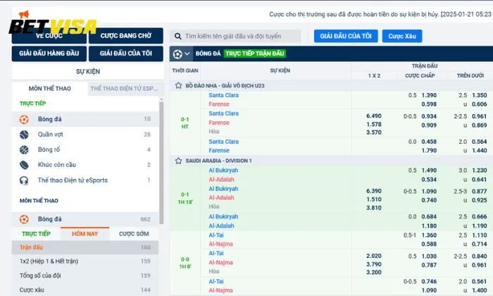 thể thao AP Betvisa Kho game thể thao đa dạng